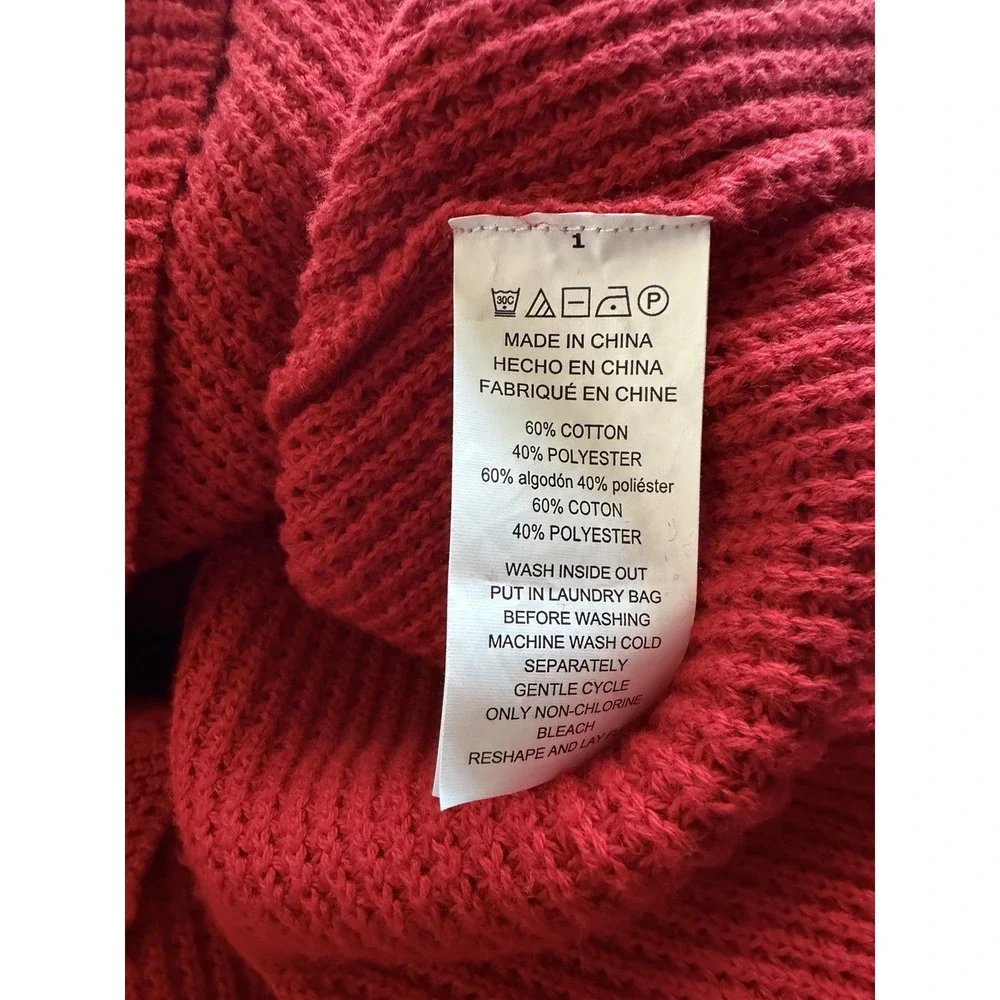 Michael Kors Pullover Sweater M Red Pullover Cowl Neck Waffle Knit Oversized